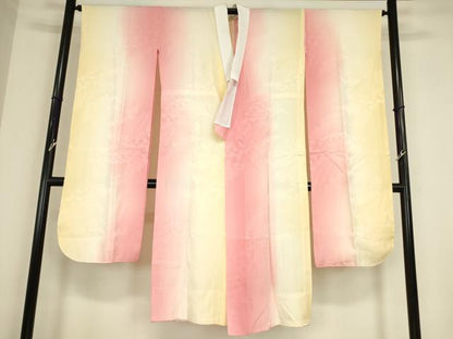 平和屋着物●振袖用長襦袢　無双仕立て　片輪花文　暈し染め　正絹　逸品　DABC3566az