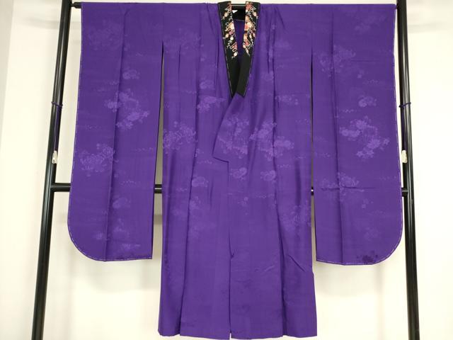 平和屋着物●振袖用長襦袢　無双仕立て　半襟刺繍　色紙花文　桑の実色　正絹　逸品　DABC3567az