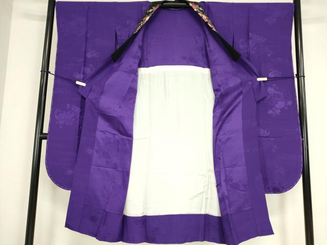 平和屋着物●振袖用長襦袢　無双仕立て　半襟刺繍　色紙花文　桑の実色　正絹　逸品　DABC3567az