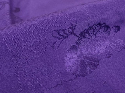 平和屋着物●振袖用長襦袢　無双仕立て　半襟刺繍　色紙花文　桑の実色　正絹　逸品　DABC3567az