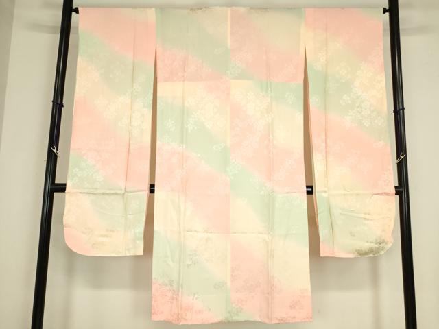 平和屋着物●振袖用長襦袢　無双仕立て　舞桜文　暈し染め　やまと誂製　正絹　逸品　DABC3568az