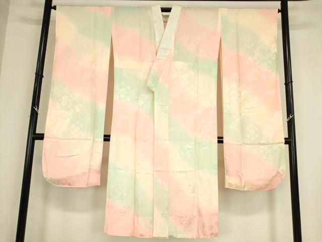 平和屋着物●振袖用長襦袢　無双仕立て　舞桜文　暈し染め　やまと誂製　正絹　逸品　DABC3568az
