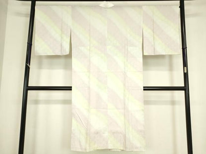平和屋着物●長襦袢　無双仕立て　優染　市松霞文　反端付き　正絹　逸品　DABC3572az