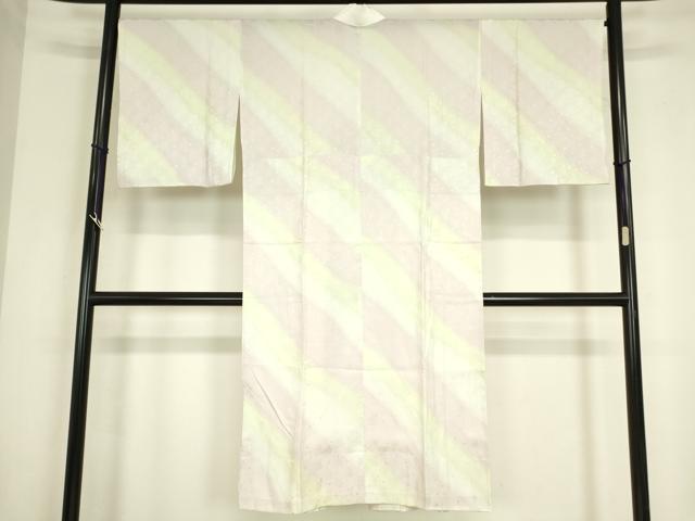 平和屋着物●長襦袢　無双仕立て　優染　市松霞文　反端付き　正絹　逸品　DABC3572az