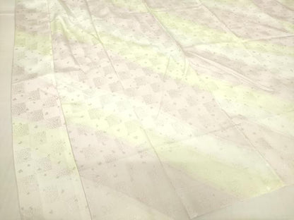 平和屋着物●長襦袢　無双仕立て　優染　市松霞文　反端付き　正絹　逸品　DABC3572az