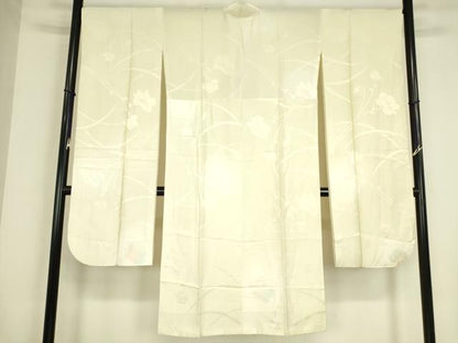 平和屋着物●振袖用長襦袢　無双仕立て　舞花文　暈し染め　正絹　逸品　DABC3573az