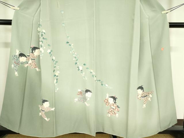 平和屋着物●訪問着　友禅　作家物　童子遊び　正絹　逸品　DABC3577az