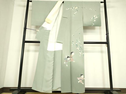 平和屋着物●訪問着　友禅　作家物　童子遊び　正絹　逸品　DABC3577az