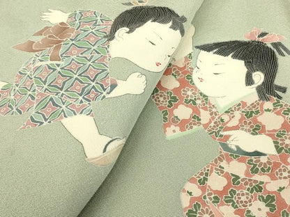 平和屋着物●訪問着　友禅　作家物　童子遊び　正絹　逸品　DABC3577az