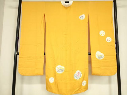 平和屋着物●振袖用長襦袢　無双仕立て　絞り　花丸文　手描き　正絹　逸品　DABC3578az