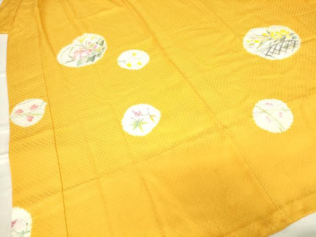 平和屋着物●振袖用長襦袢　無双仕立て　絞り　花丸文　手描き　正絹　逸品　DABC3578az