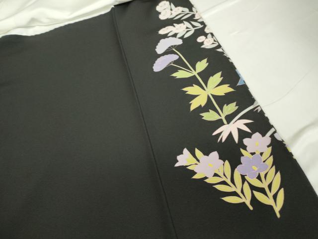 平和屋着物●豪華黒留袖　友禅　作家物　尾長鳥花文　正絹　逸品　DABC3579az
