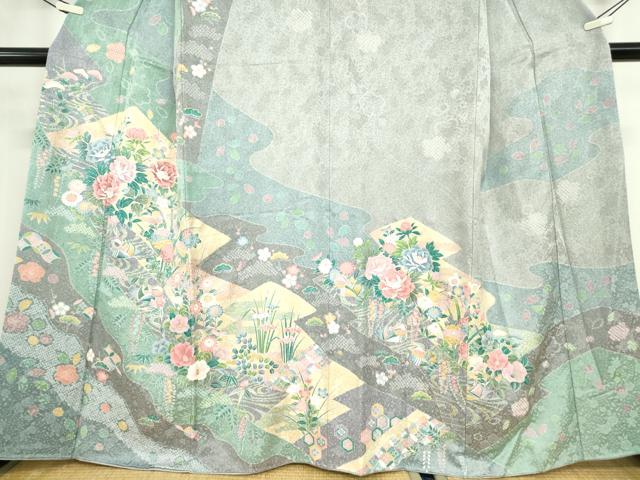 平和屋着物●訪問着　鴛鴦牡丹文　金彩　正絹　逸品　DABC3580az