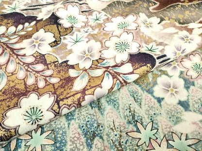 平和屋着物●豪華振袖　雲取り舞桜文　暈し染め　金彩　銀通し地　三越扱い　正絹　逸品　DABC3581az