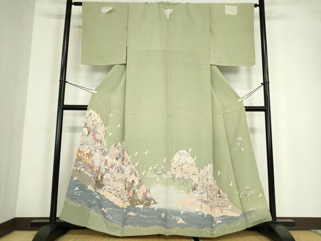 平和屋着物●高級染元　粋峰　林芳夫　京加賀友禅　色留袖　水辺風景樹林文　正絹　逸品　未使用　DABC3584az