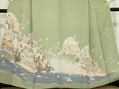 平和屋着物●高級染元　粋峰　林芳夫　京加賀友禅　色留袖　水辺風景樹林文　正絹　逸品　未使用　DABC3584az