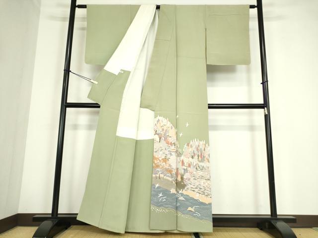 平和屋着物●高級染元　粋峰　林芳夫　京加賀友禅　色留袖　水辺風景樹林文　正絹　逸品　未使用　DABC3584az