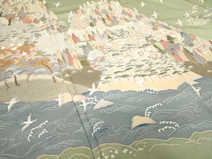平和屋着物●高級染元　粋峰　林芳夫　京加賀友禅　色留袖　水辺風景樹林文　正絹　逸品　未使用　DABC3584az
