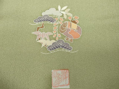 平和屋着物●高級染元　粋峰　林芳夫　京加賀友禅　色留袖　水辺風景樹林文　正絹　逸品　未使用　DABC3584az