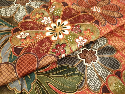 平和屋着物●豪華振袖　駒刺繍　菊文　金彩　正絹　逸品　DABC3585az