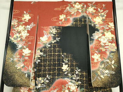 平和屋着物●豪華振袖　駒刺繍　橘　暈し染め　金彩　正絹　逸品　DABC3586az