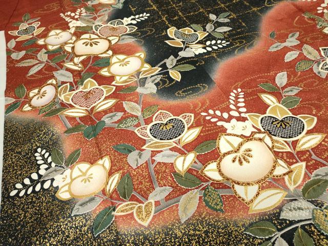 平和屋着物●豪華振袖　駒刺繍　橘　暈し染め　金彩　正絹　逸品　DABC3586az