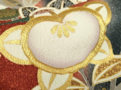 平和屋着物●豪華振袖　駒刺繍　橘　暈し染め　金彩　正絹　逸品　DABC3586az