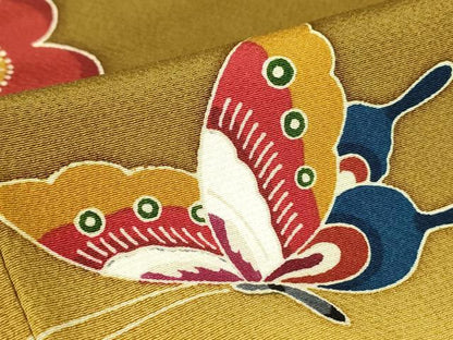 平和屋着物●豪華振袖　型染め　松竹梅　飛鶴吉祥花蝶文　暈し染め　正絹　逸品　DABC3591az