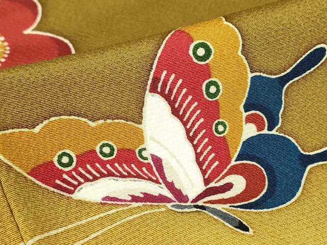 平和屋着物●豪華振袖　型染め　松竹梅　飛鶴吉祥花蝶文　暈し染め　正絹　逸品　DABC3591az