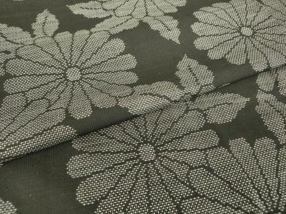 平和屋着物●本場大島紬　9マルキ　純泥染　菊尽くし　黒地　福原紬工房謹製　証紙付き　正絹　逸品　未使用　DABC3594az