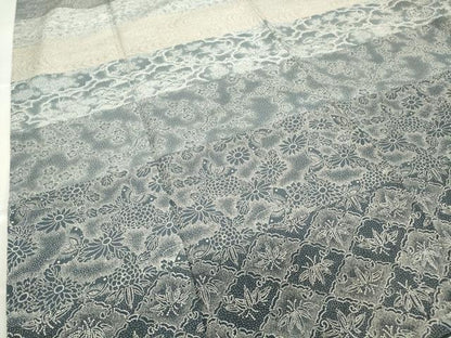 平和屋着物●訪問着　江戸小紋　伝統工芸相良彫型絵染　作家物　枝花舞蝶文　反端付き　正絹　逸品　DABC3595az