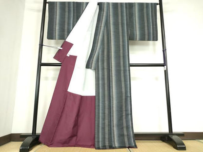 平和屋着物●上質な紬　間道　80亀甲　正絹　逸品DABC3616az