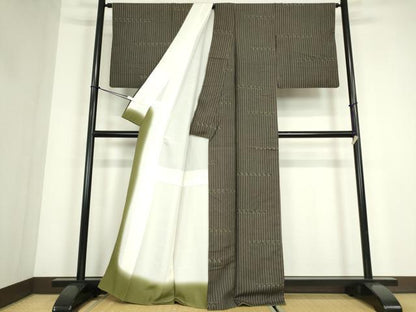 平和屋着物●上質な小紋　紬地　変わり縞　正絹　逸品　DABC3619az