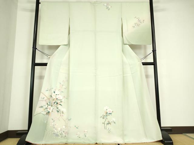 平和屋着物●訪問着　友禅　枝花文　暈し染め　正絹　逸品　DABC3620az