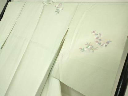 平和屋着物●訪問着　友禅　枝花文　暈し染め　正絹　逸品　DABC3620az