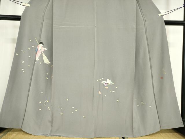 平和屋着物●京童人形絵師　高橋翠延　訪問着　童子冊子文　金彩　正絹　逸品　DABC3621az