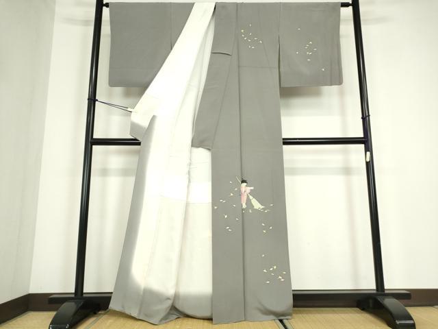 平和屋着物●京童人形絵師　高橋翠延　訪問着　童子冊子文　金彩　正絹　逸品　DABC3621az