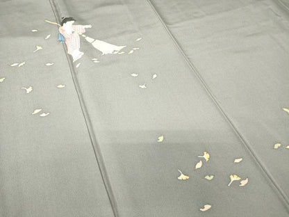 平和屋着物●京童人形絵師　高橋翠延　訪問着　童子冊子文　金彩　正絹　逸品　DABC3621az