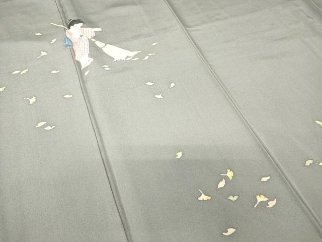 平和屋着物●京童人形絵師　高橋翠延　訪問着　童子冊子文　金彩　正絹　逸品　DABC3621az
