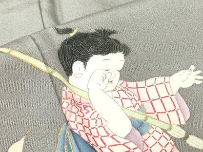 平和屋着物●京童人形絵師　高橋翠延　訪問着　童子冊子文　金彩　正絹　逸品　DABC3621az