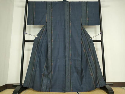 平和屋着物●本場大島紬　9マルキ　変わり縞　正絹　逸品　DABC3622az
