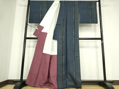 平和屋着物●本場大島紬　9マルキ　変わり縞　正絹　逸品　DABC3622az
