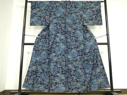 平和屋着物●上質な紬　風景花文　正絹　逸品　DABC3623az