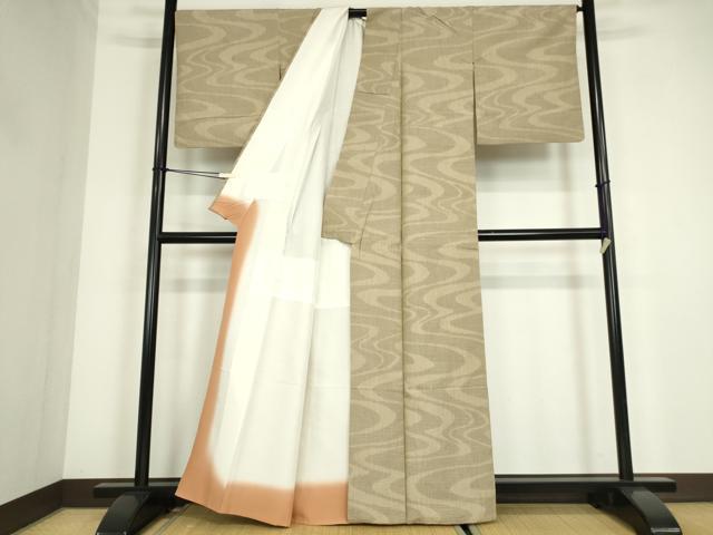 平和屋着物●結城紬　流水文　80亀甲　正絹　逸品　DABC3624az