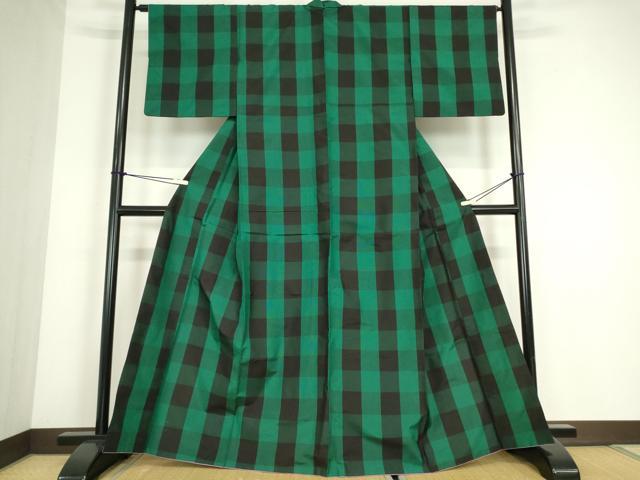 平和屋着物●本場大島紬　格子　正絹　逸品　DABC3626az