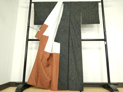 平和屋着物●本場大島紬　笹竹文　正絹　逸品　DABC3628az