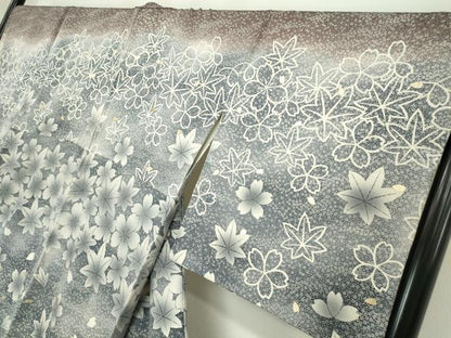 平和屋着物●訪問着　駒刺繍　楓に舞桜　暈し染め　金彩　正絹　逸品　DABC3630az