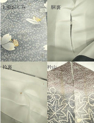 平和屋着物●訪問着　駒刺繍　楓に舞桜　暈し染め　金彩　正絹　逸品　DABC3630az