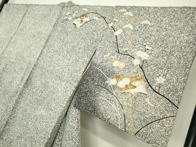 平和屋着物●訪問着　色紙枝花文　たたき染め　金彩　正絹　逸品　DABC3631az