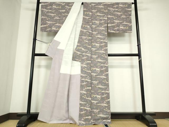 平和屋着物●上質な小紋　人物動物風景花文　正絹　逸品　DABC3634az